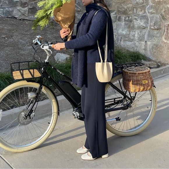 Sezane Navy Wide Leg Pants - Picture 2 of 3